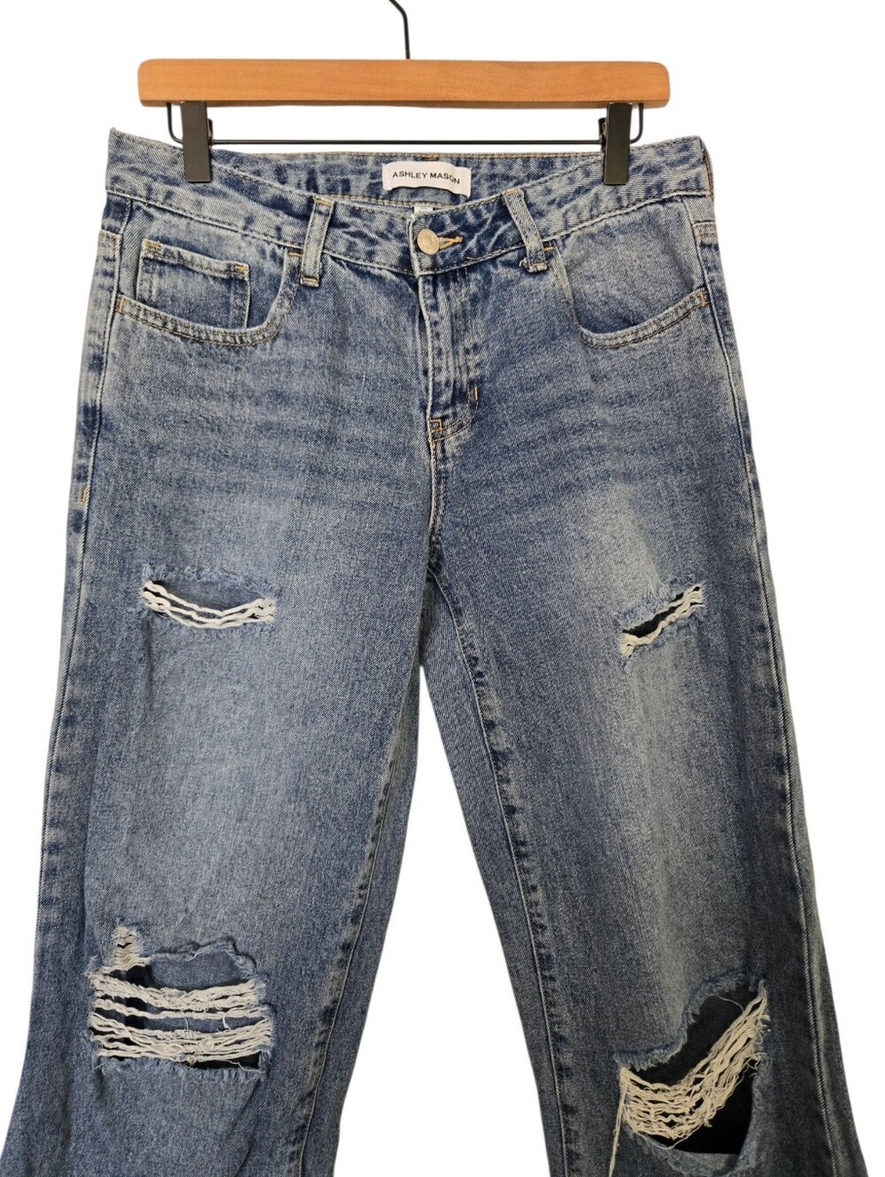 👖 Ashley Mason Distressed Wide Leg Jeans | Size 9/29 - Picture 3 of 5